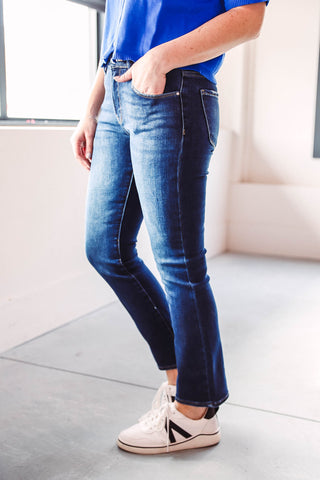 Maddie Mid Rise Straight Leg Denim