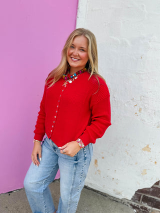 Delaney Cardigan-Red