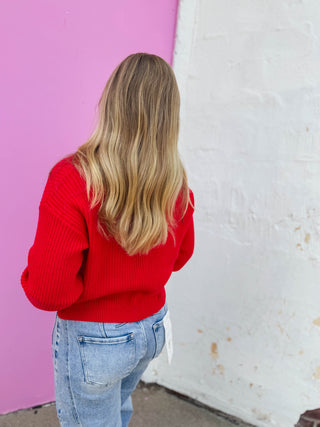 Delaney Cardigan-Red