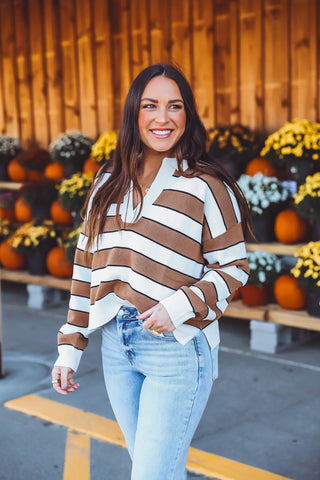 Bree Striped Polo Sweater