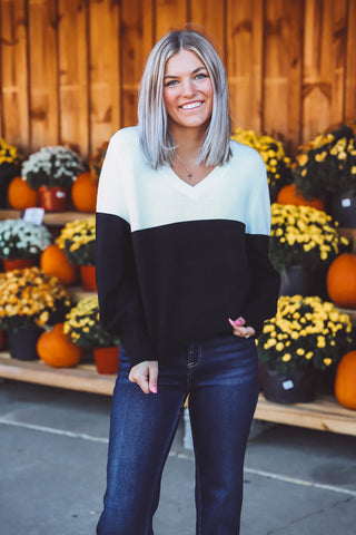 Elena Color Block Sweater