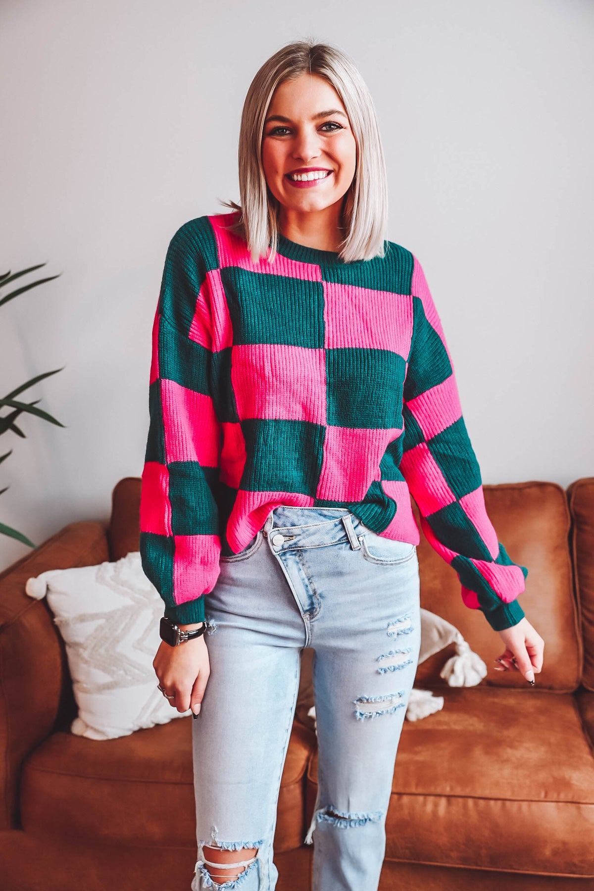 Kortney Checkered Sweater
