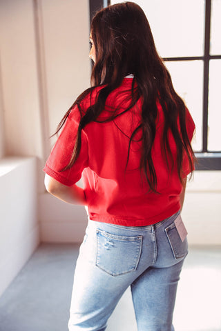 Gracie Knit Top-Red