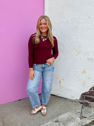 Perfect Layer Long Sleeve-Burgundy
