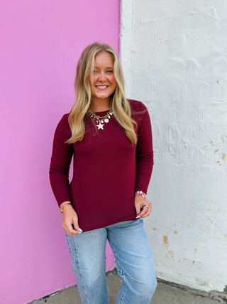 Perfect Layer Long Sleeve-Burgundy