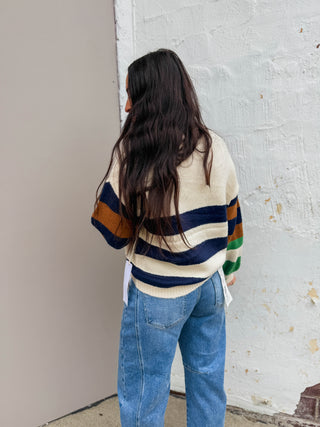 Eli Striped Sweater-Navy Mix