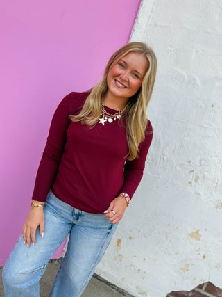 Perfect Layer Long Sleeve-Burgundy
