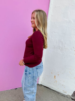 Perfect Layer Long Sleeve-Burgundy