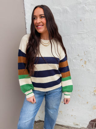 Eli Striped Sweater-Navy Mix