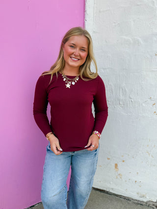 Perfect Layer Long Sleeve-Burgundy