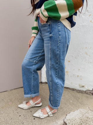 Kam High Rise Boyfriend Barrel Denim