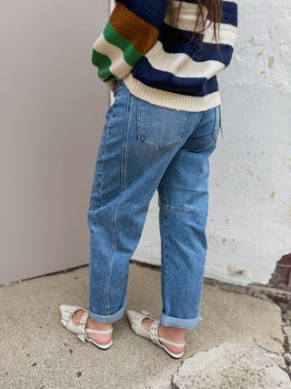 Kam High Rise Boyfriend Barrel Denim