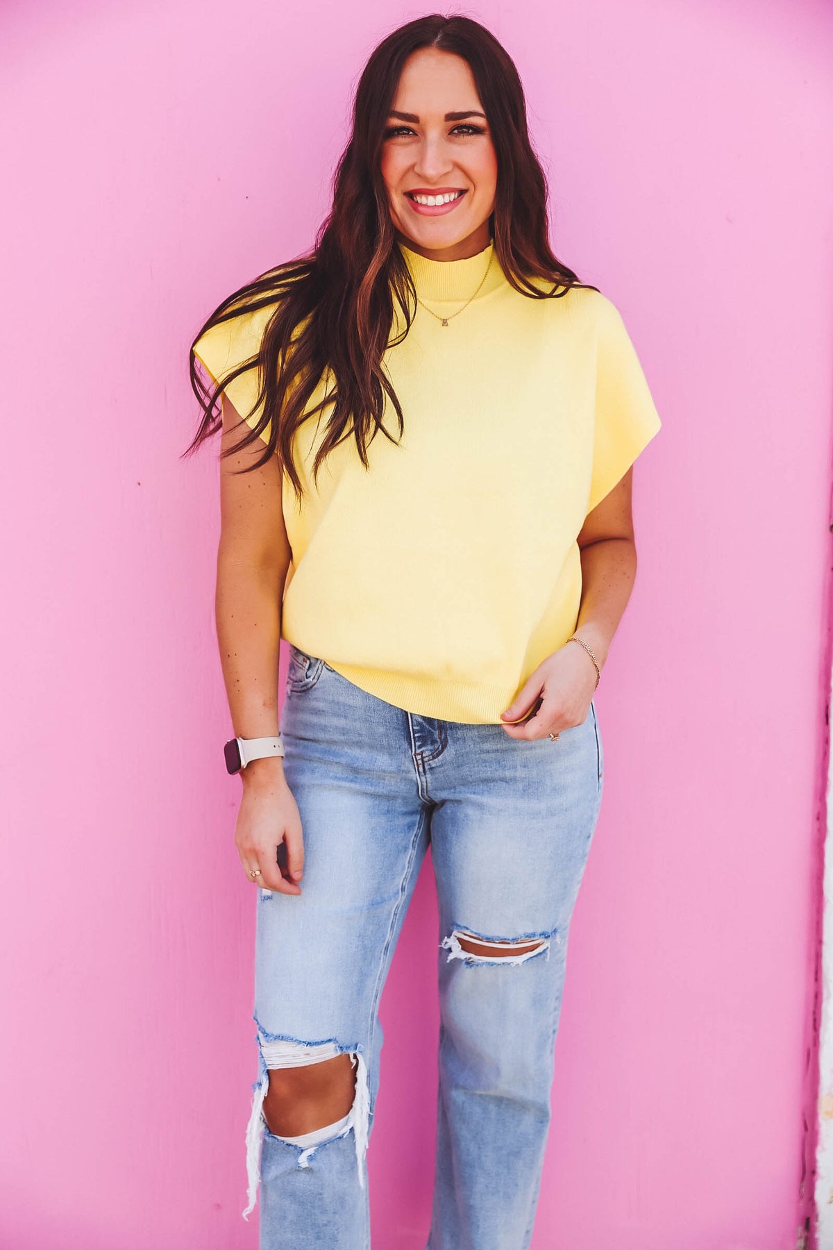 Karley Knit Top-Yellow