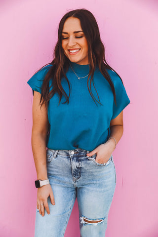 Karley Knit Top-Teal