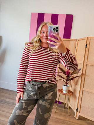 Lyndi Striped Sweater-Cherry