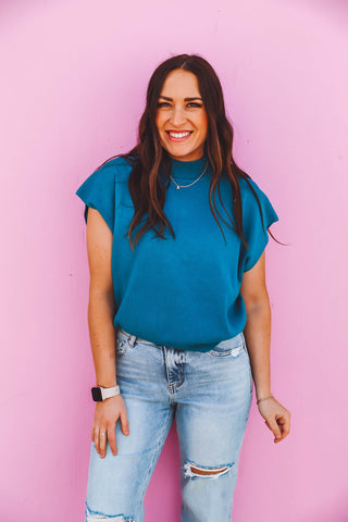 Karley Knit Top-Teal