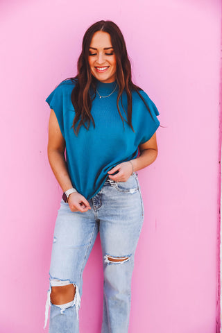 Karley Knit Top-Teal