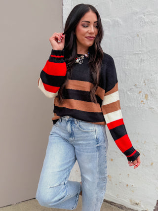 Eli Striped Sweater-Black Mix