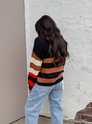 Eli Striped Sweater-Black Mix