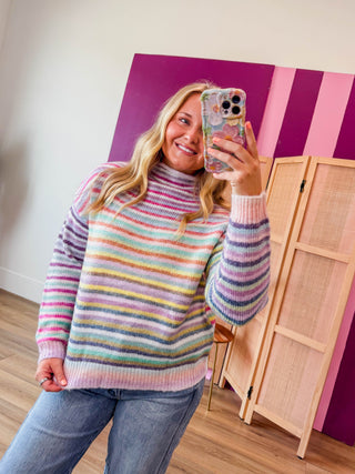 Rainbow Wishes Sweater-Lavender Mix