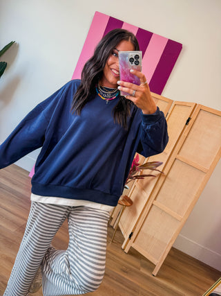 Elevated Ease Pullover-Navy