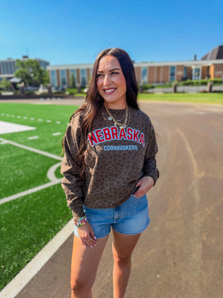 Nebraska Cornhuskers Leopard Crew