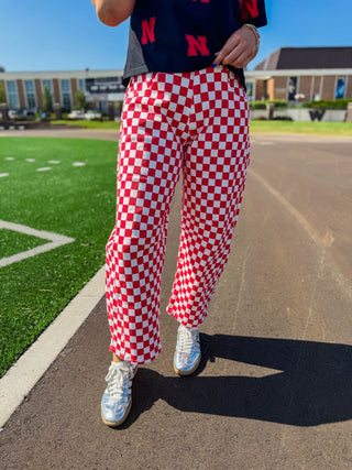 Checkmate Barrel Pants-Red