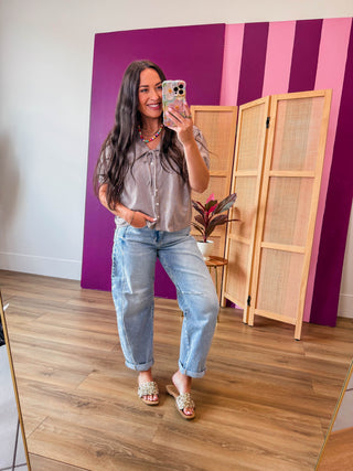 Katie Plaid Top-Blue/Caramel