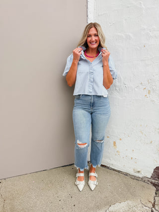 Lucy Striped Top-Marine Blue