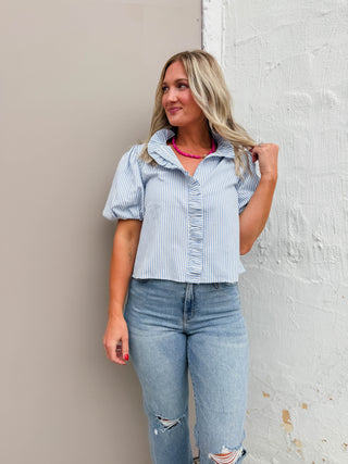 Lucy Striped Top-Marine Blue