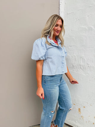 Lucy Striped Top-Marine Blue