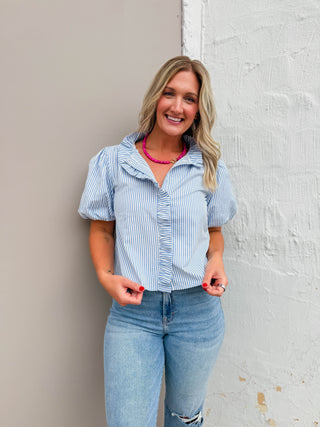 Lucy Striped Top-Marine Blue