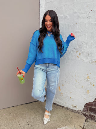 Lyla Sweater-Ocean Blue/Sky Blue