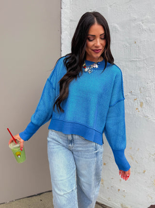 Lyla Sweater-Ocean Blue/Sky Blue