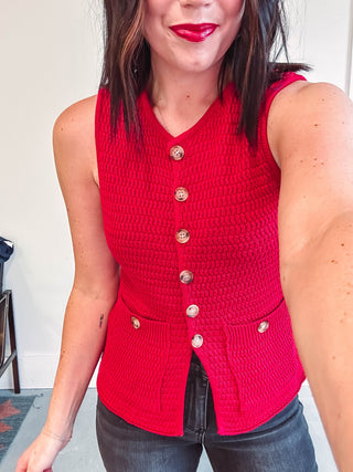 Steph Sweater Vest-Red