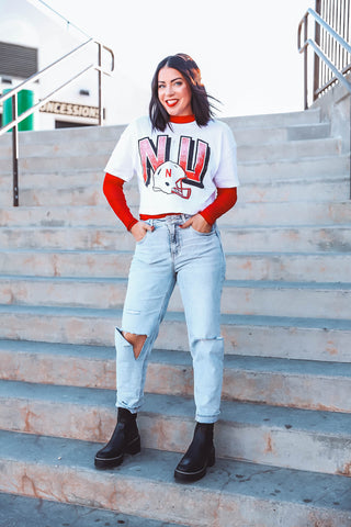 Nebraska Helmet Crop Tee