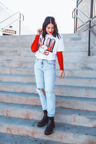 Nebraska Helmet Crop Tee