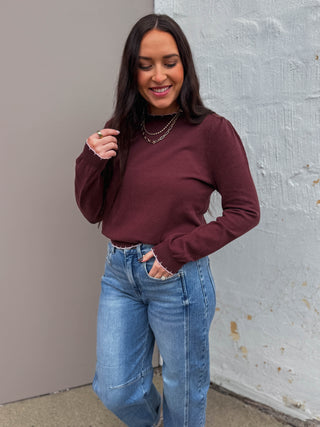 Hadley Sweater-Chocolate/Pink