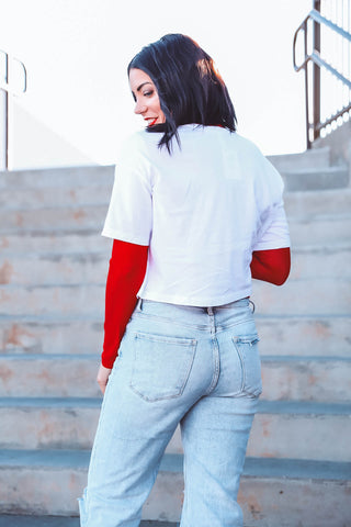 Nebraska Helmet Crop Tee