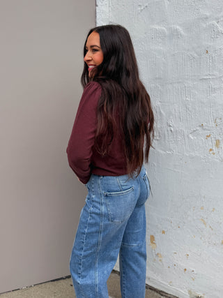 Hadley Sweater-Chocolate/Pink