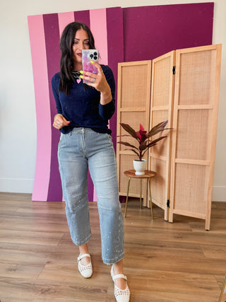 Owen High Rise Striped Barrel Jeans