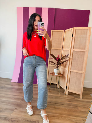 Everyday Favorite Knit Top-Red
