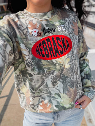 Nebraska Icons Camo Crew