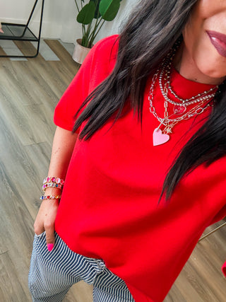Everyday Favorite Knit Top-Red