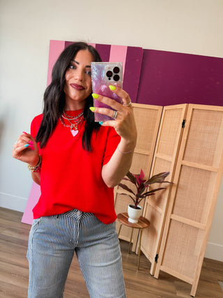 Everyday Favorite Knit Top-Red