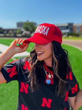 Nebraska Trucker Hat-Red/White