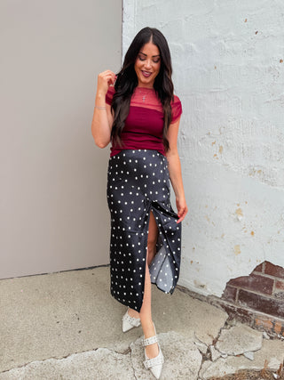 Darrian Polka Dot Midi Skirt