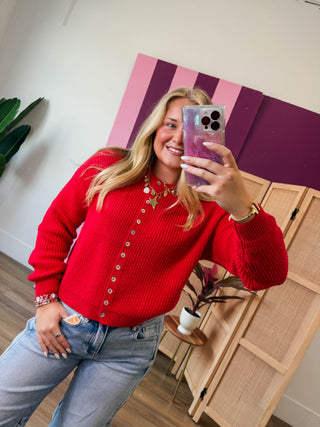 Delaney Cardigan-Red
