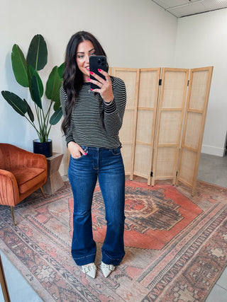 Mandy Striped Sweater-Black