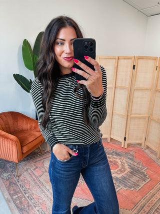 Mandy Striped Sweater-Black